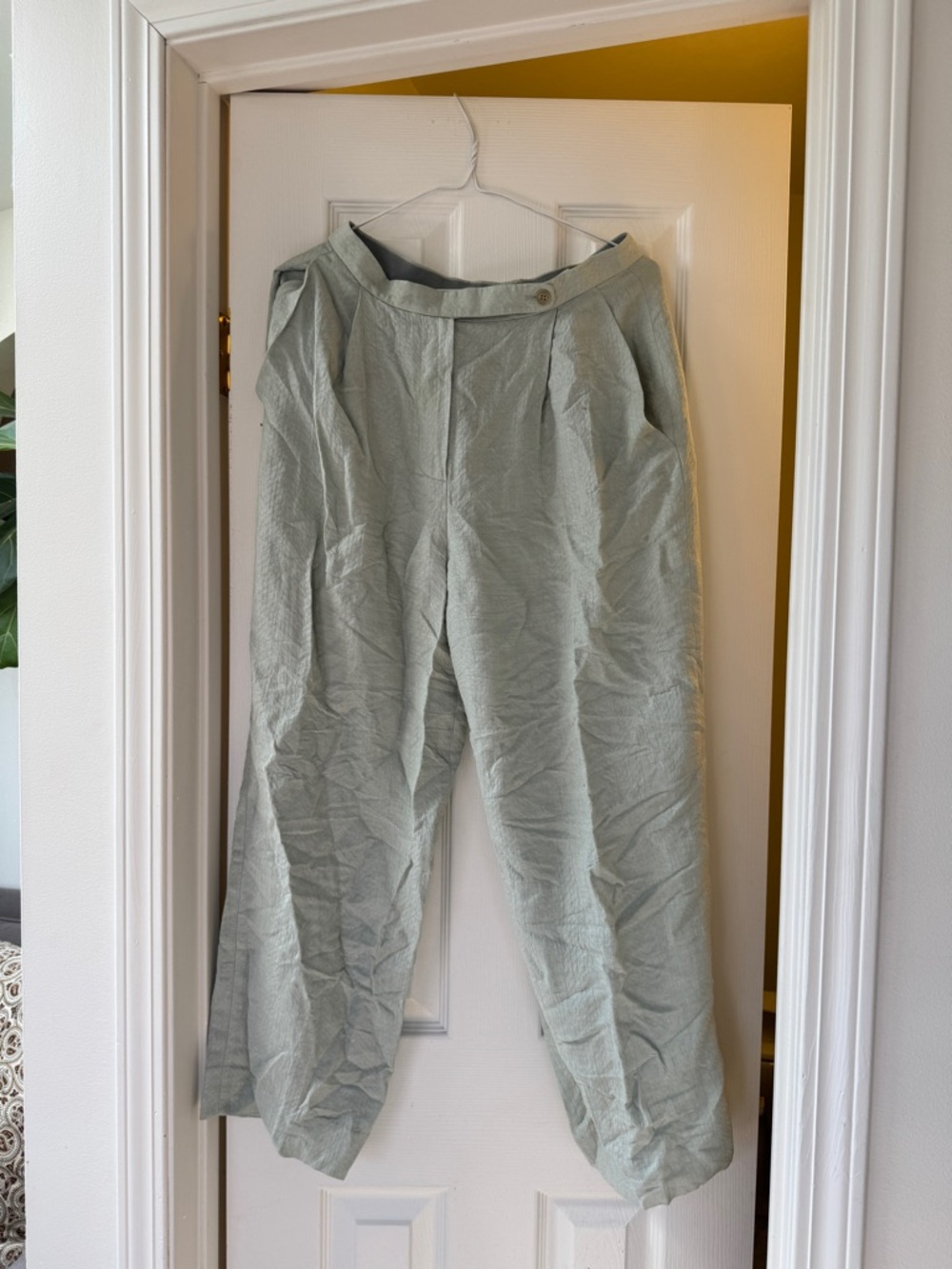 Giorgio Armani Light Sage Pleated Chinos